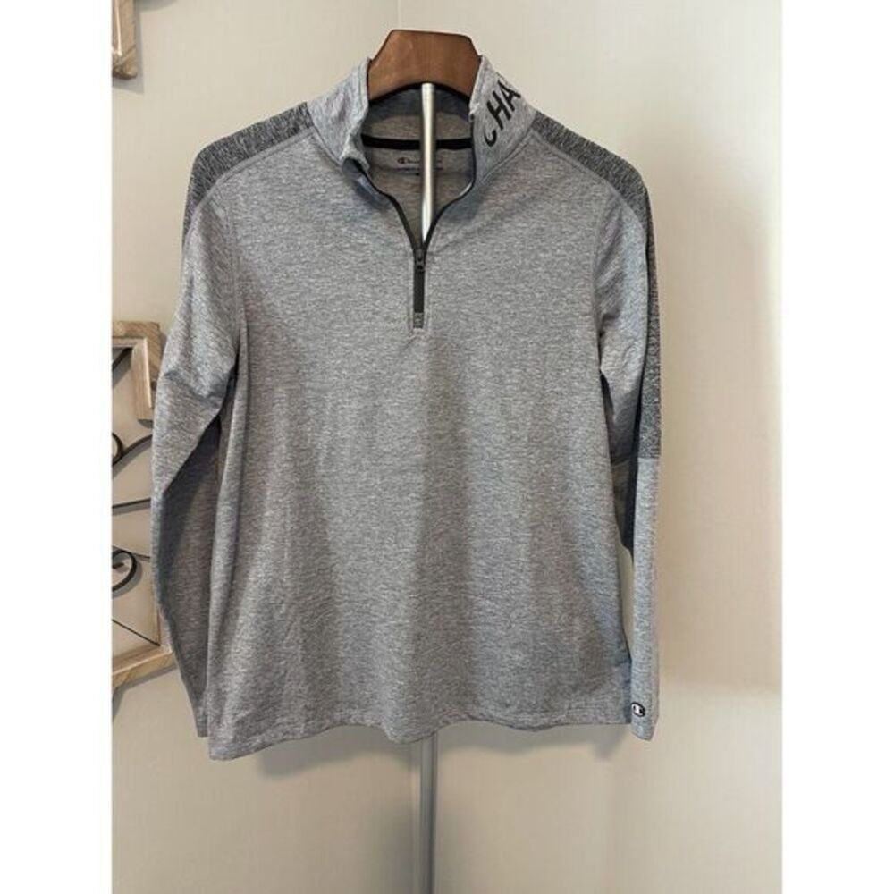 Champion Pullover Women's Size M Gray Quarter Zip Long Sleeve Athletic Wear